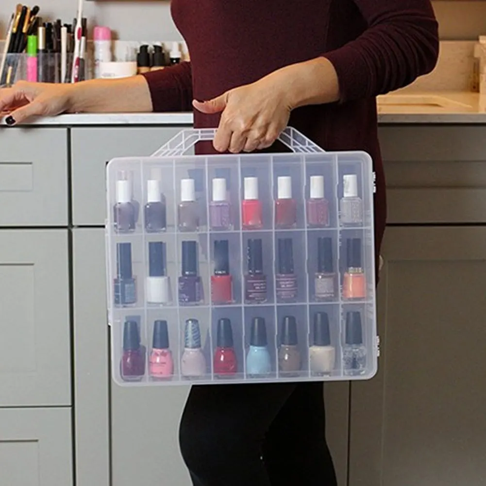 

Nail Polish Storage Box 48 Bottle Plastic Cosmetic Large Capacity Nail Vanish Holder Organizer Holder Storage Makeup Organizer