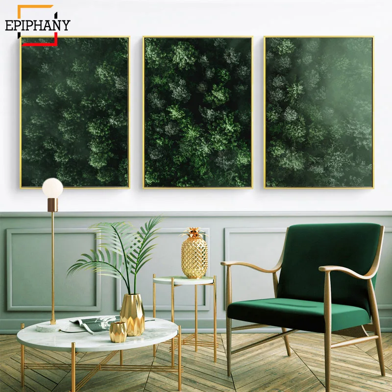 Настенная аэрофотосъемка с зеленым лесом современные Ландшафтные постеры и