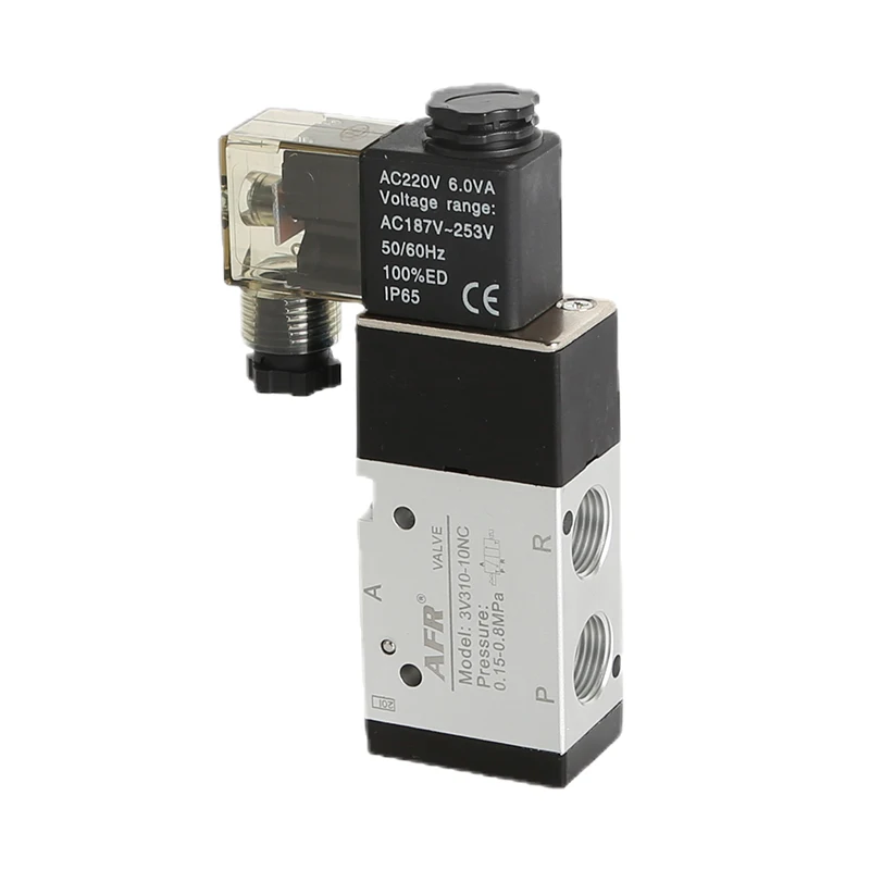 

Free Shipping 3V310-10-NC Pneumatic Valve 3 Port 2 Position 3/2 Way Solenoid Valve Normally Closed DC12V 24V AC220V 3/8"