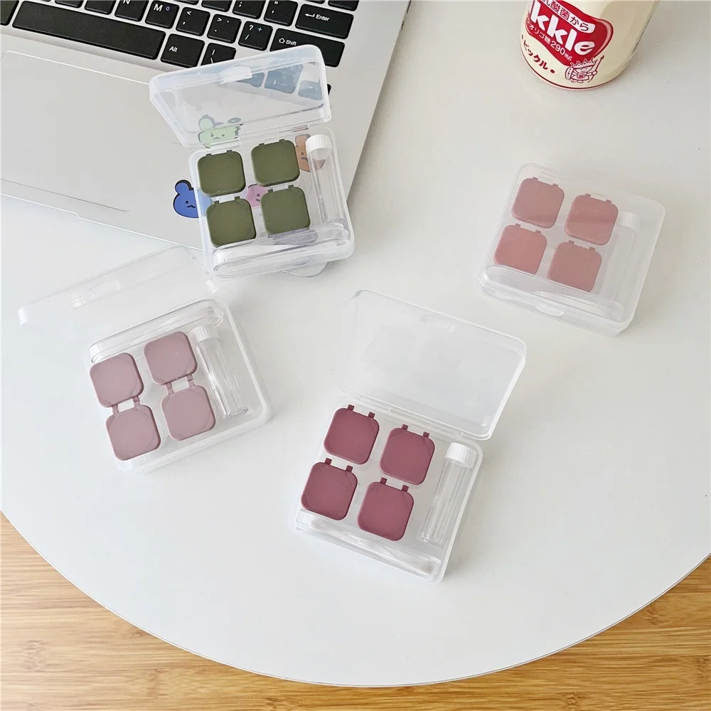 

Morandi Color Two Pairs of Push-type Portable Myopic Contact Lens Case Simple Cosmetic Pupil Box Partner Box Storage Box