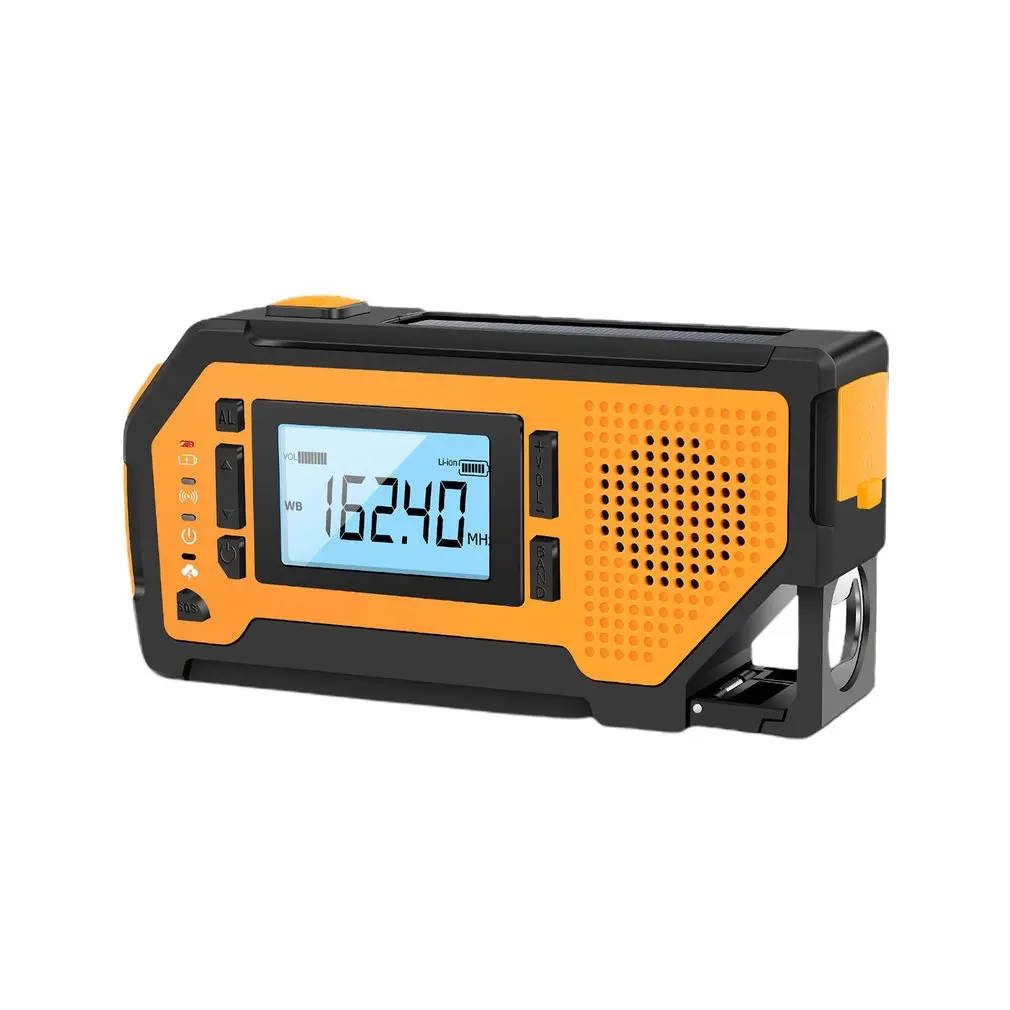 spesifikasi Radio Engkol Tangan Surya Darurat AM/FM/NOAA Radio Cuaca Dengan Tampilan LCD Besar Senter Radio Bertahan Hidup Peringatan SOS