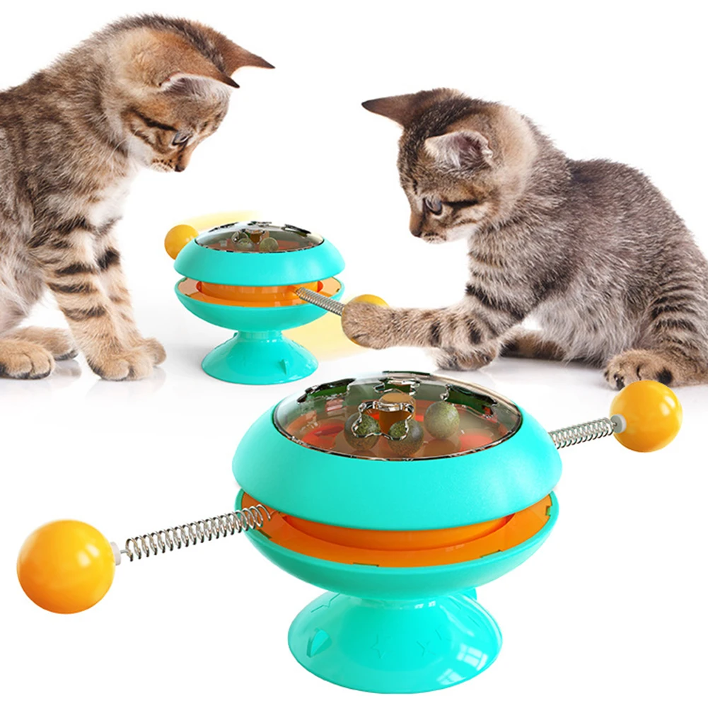 

Windmill Cat Funny Turntable Teasing Kitten Scratch Tickle Toys Pet Interactive Suction Cup Catnip Cats Puzzle Training Toy