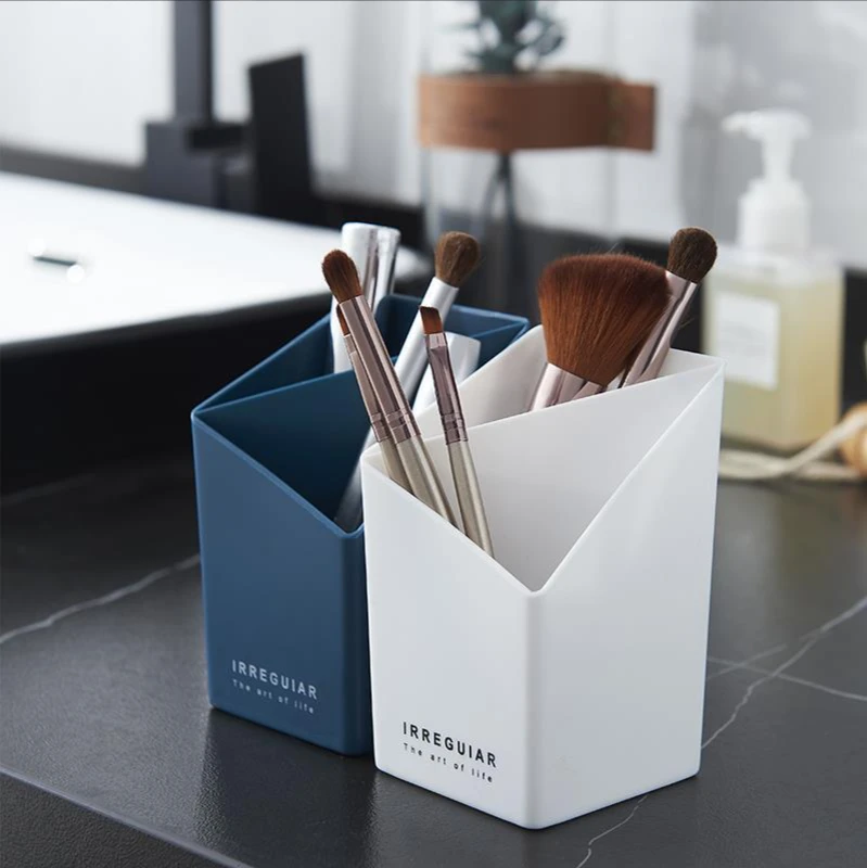 

Nordic Style Desktop Stationery Storage Box, Multi-function Pen Holder Bathroom Geometric Cosmetics Finishing Organizer Boxes