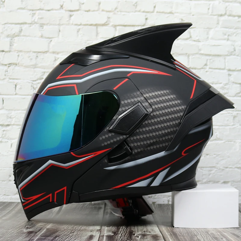 Модульный мото rcycle шлем флип анфас гоночный шлем cascos para мото двойной объектив может быть оснащен Bluetooth capacete DOT - Цвет: 22