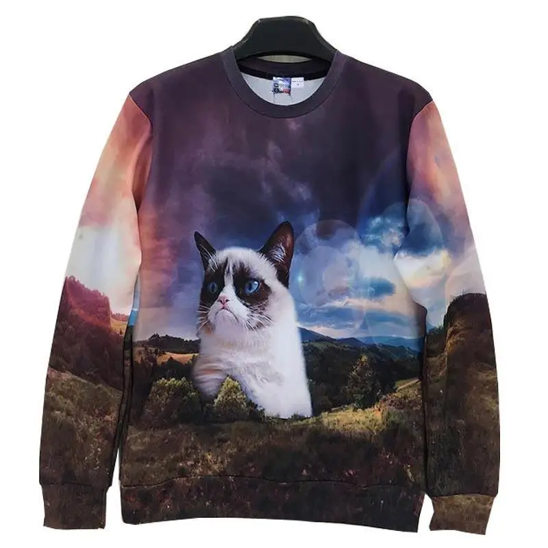

CNUUIKOOEK Sweatshirts Men's 3D Cat Printed Hoodie Long Sleeve Pullover Popular Brand Men's Hoodies
