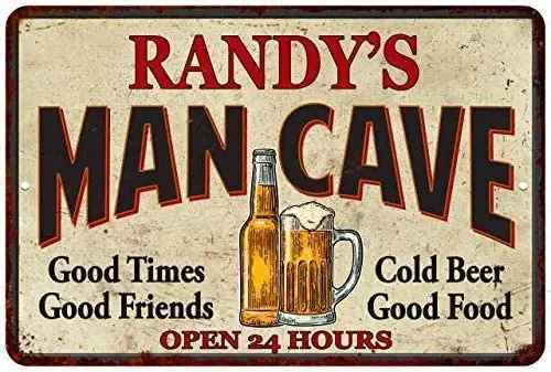 

Randy'S Man Cave Metal Sign for Wall Plaque Poster Cafe Bar Pub Gift 8 X 12 INCH