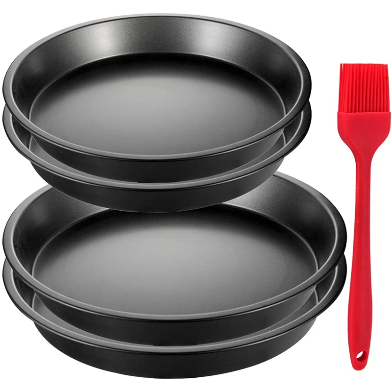 

Round Cake Pan, 4 Pcs(8 Inch X2+9 Inch X2) Professional Nonstick Bakeware Cheesecake Pan With A Silicone Brush For Baker
