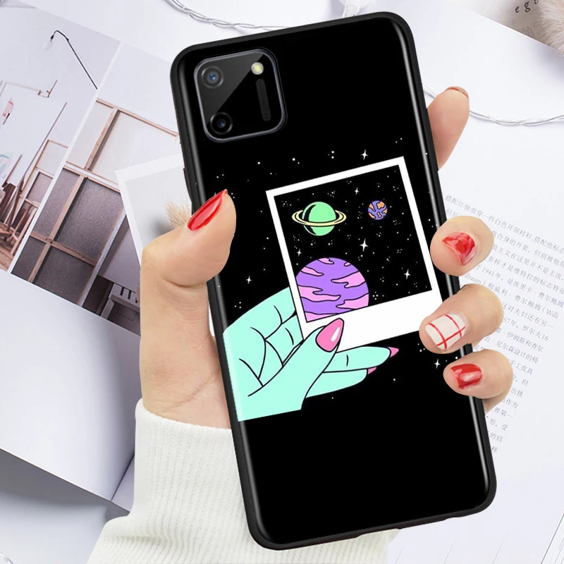 

Cartoon Space Alien for OPPO Realme V15 X5 X3 X50 X7 X2 C17 C11 C3 C2 7 7i 6 6S 6i 5 3 2 Pro Soft Black Phone Case