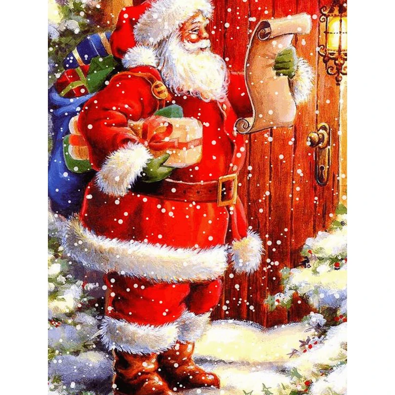 Алмазная картина сделай сам Санта вышивка крестиком круглая стразы