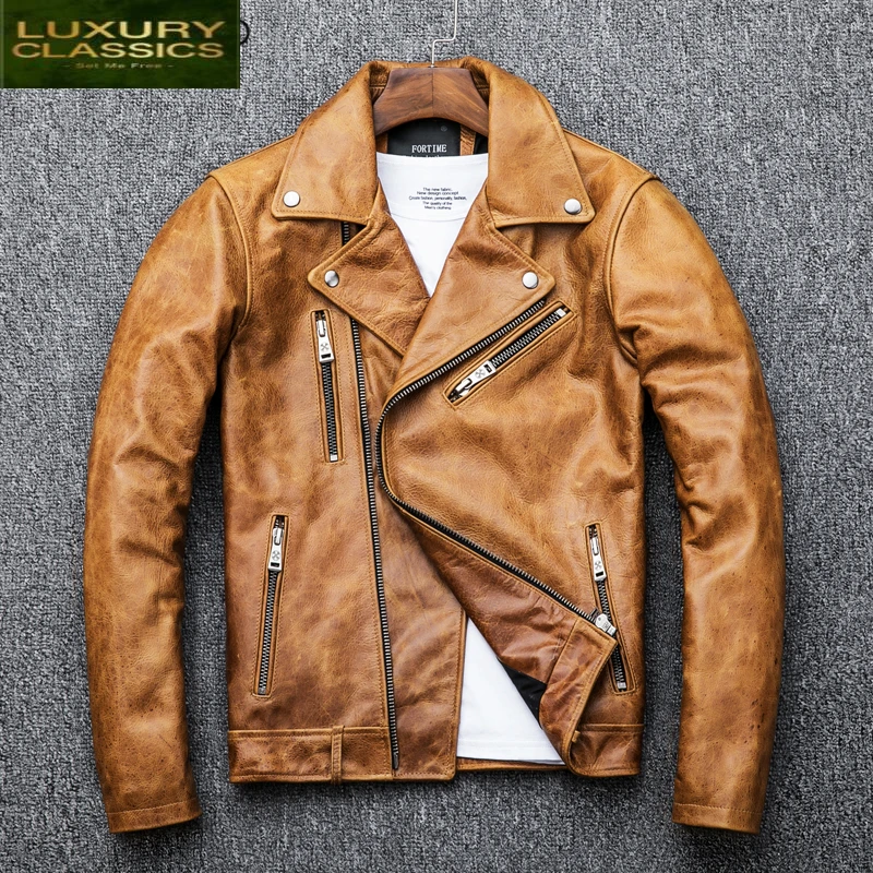 

Мужская винтажная куртка из натуральной коровьей кожи, приталенная куртка из натуральной кожи, уличная одежда, 2021, для зимы, 1709