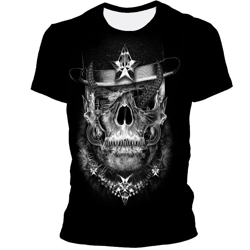 

Men's 3D skull print T-shirt, casual running T-shirt, streetwear, new design, interesting T-shirt. Multiple new styles