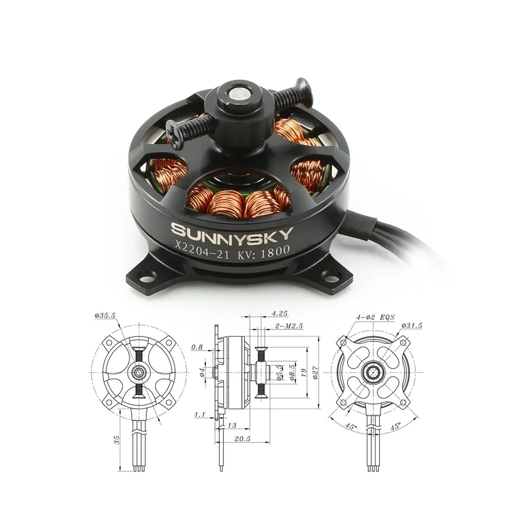 

SUNNYSKY X2204 1480KV/1800KV Fixed-wing Motor Brushless Motor For Multi-axis Aerial RC Brushless Motor Aircraft Model