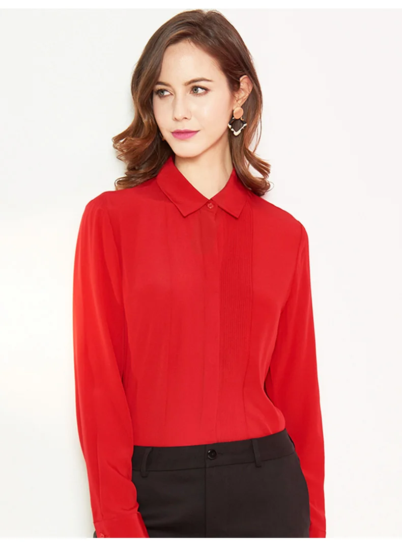 Женская модельная рубашка с отложным воротником Повседневная плиссированная
