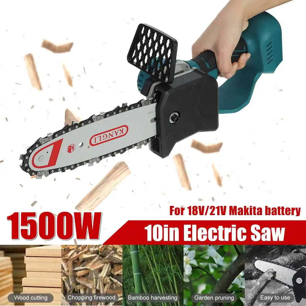 

1500W 288VF 10 Inches Electric Chain Saw Blue Handheld Logging Saws Pruning Woodworking For Makita 18V/21V Battery EU Plug
