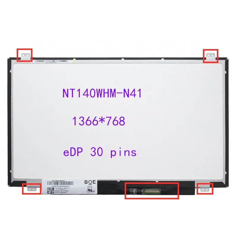 

14.0" NT140WHM-N41 LP140WH8 TPC1 LP140WHU TPD1 TPE1 N140BGE-EA3 LED Screen LCD Matrix Laptop HD 1366X768 30Pin Matte panel