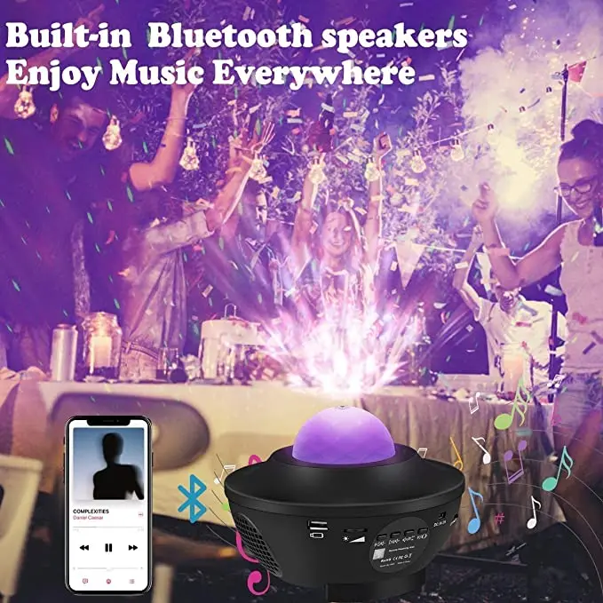 Светодиодная Музыкальная шкатулка с Bluetooth проектор звезд С небесным