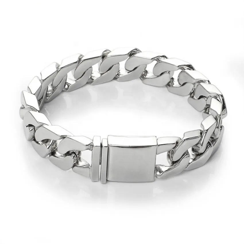 Мужской плоский браслет из нержавеющей стали в стиле хип хоп|Цепочки и браслеты| |