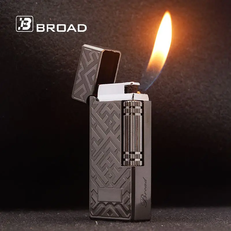 

Side Opening Style Flint Lighter Grinding Wheel Torch Gas Lighters Sound Grid Butane Gas Cigar Accessories No Gas Gift