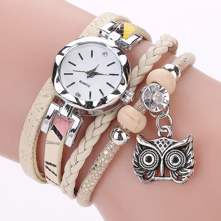Reloj Кварцевые часы Женские сова кулон дамы платье браслет наручные модные