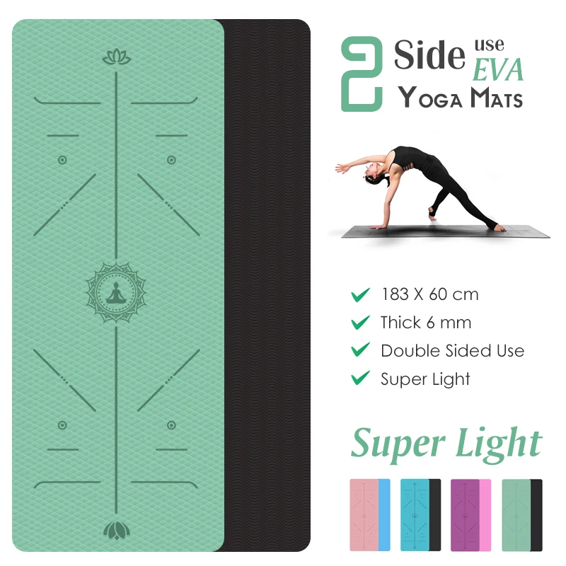 

EVA Yoga Mat With Position Line Fitness Gymnastics Mats Double Layer Non-slip Beginner Sport Carpet Pads Women 6mm Mats Yoga