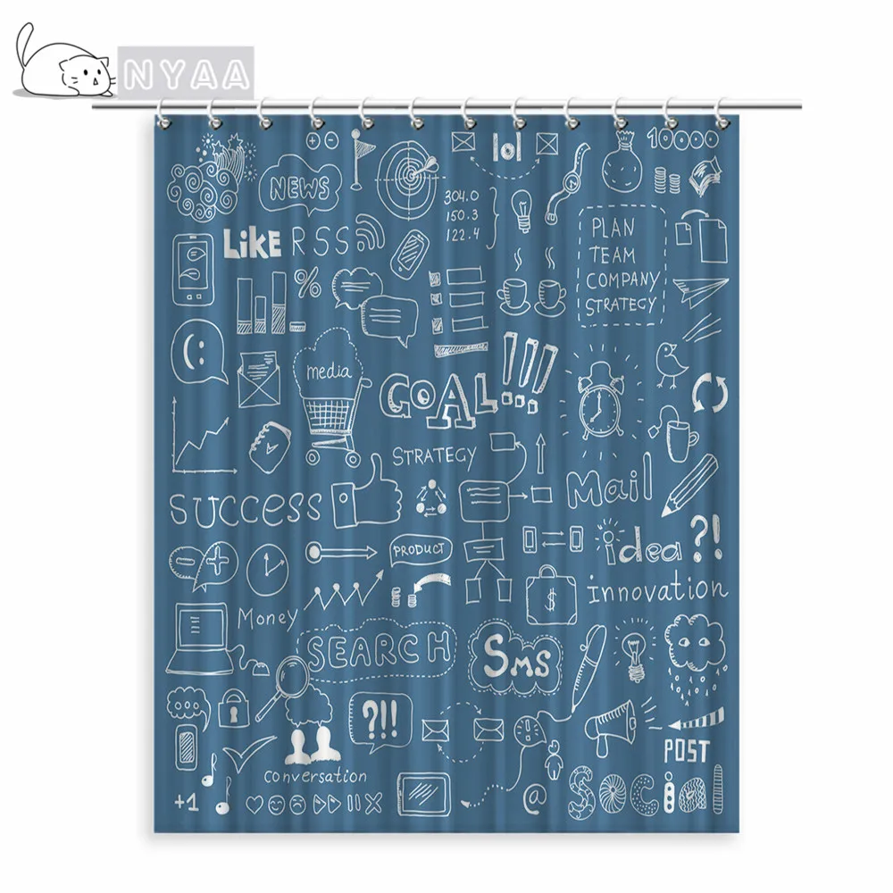 

Shower Curtain Math Theory and Mathematical Formula Equation Doodle Handwriting in White with Model School Education Waterproof