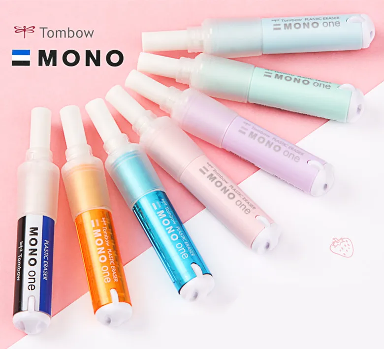 

1pc TOMBOW MONO ONE Plastic Eraser EH-SSM Refillable Lipstick Rubber Japanese Stationery for Student,Kids Small Gift 10 Colors