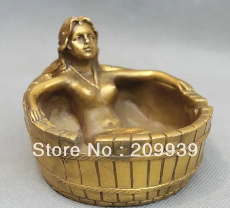 00850 China Chinese fengshui Pure Brass Belle tub sark bathtub Ashtray | Дом и сад