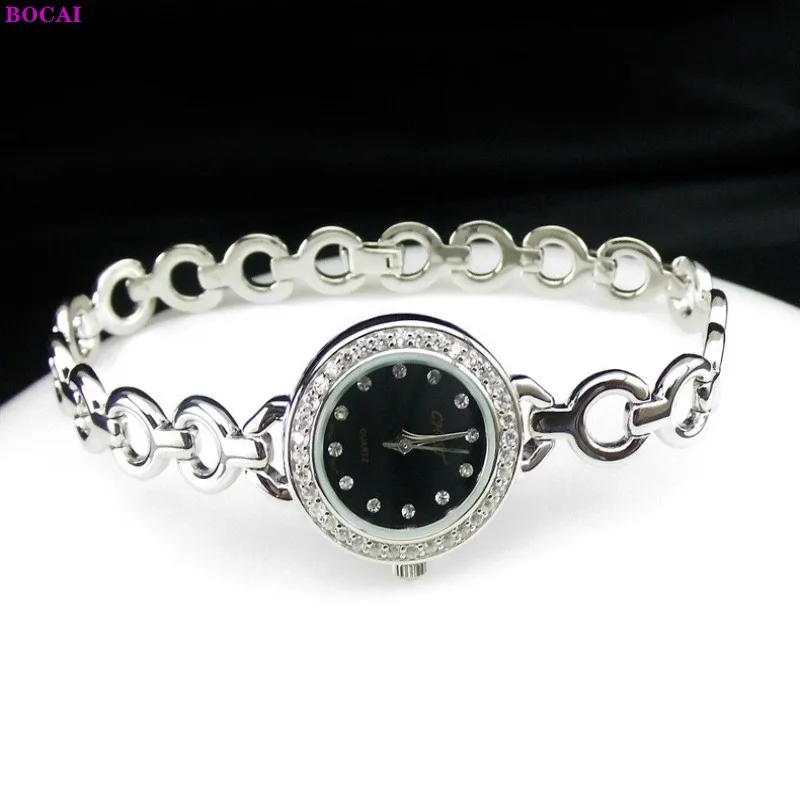 

BOCAI 100% Sterling Silver 925 Bracelets 2021 Fashionable Thai Silver Hand Chain Jewelry Pure Argentum Watchband Watch