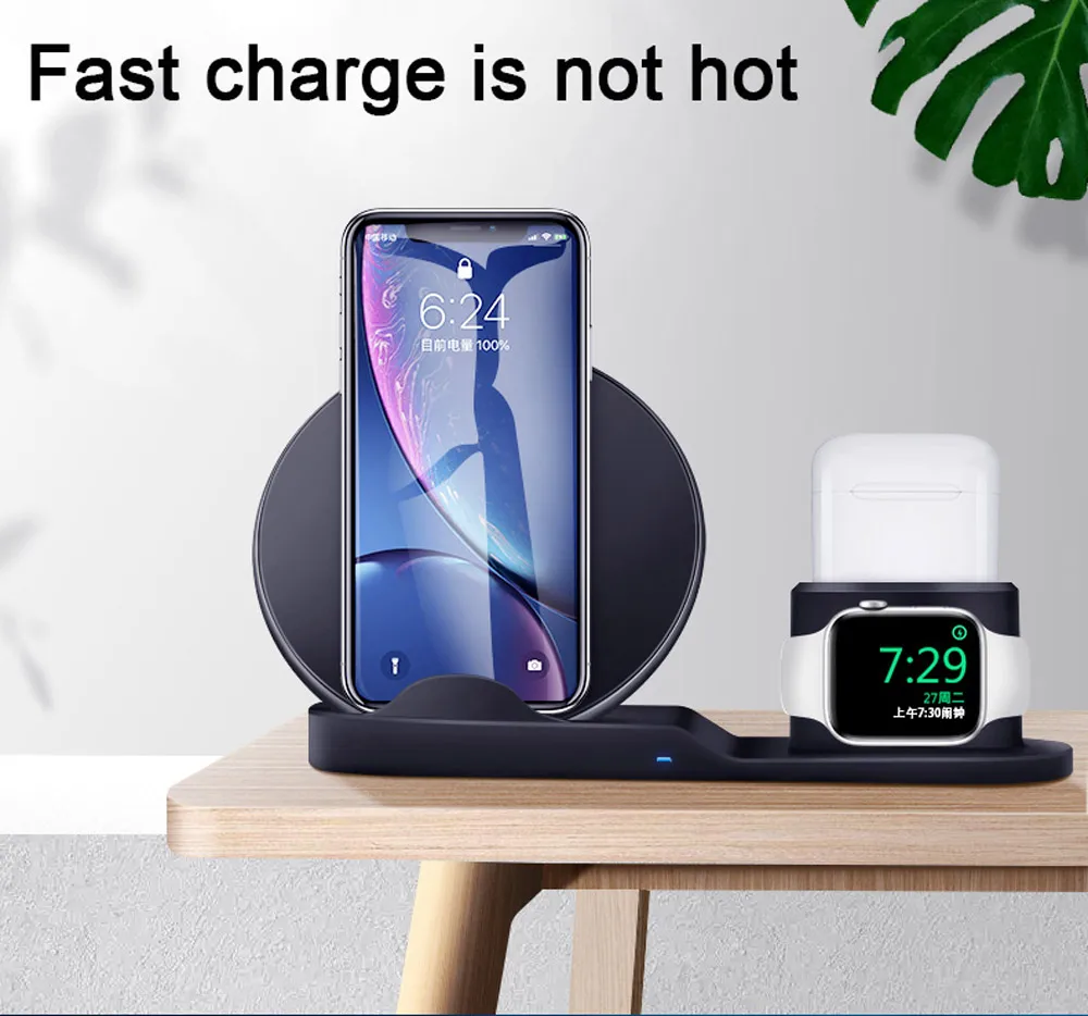 3 в 1 лучшая Беспроводная подставка для зарядного устройства для iPhone 11 Pro Max 8 AirPods Watch Series 4/3 QC3.0 быстрое зарядное устройство для samsung huawei Xiaomi