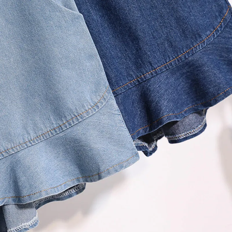 

Summer Denim Shorts Women Clothes Casual Elastic Streetwear Wide Leg Shorts Plus Size High Waist Mini Denim Shorts 4XL 5XL Q3779