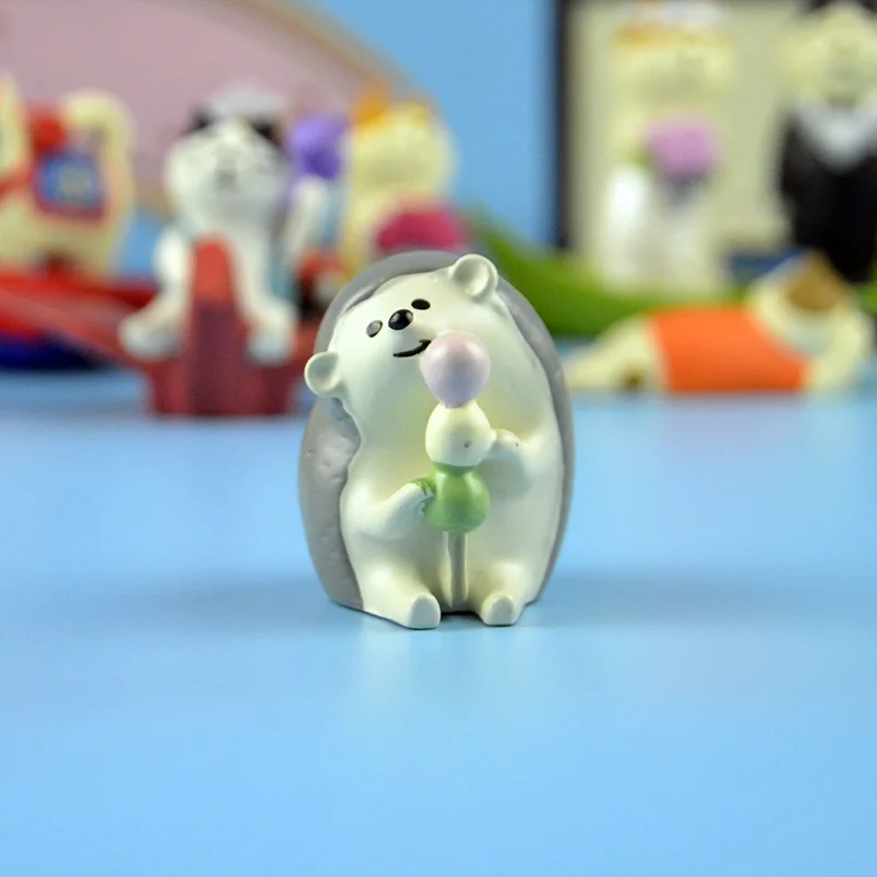 Японский каваи мультфильм Maneki neko талисман Шиба ину кролик Королевское свадебное украшение семья вечерние sakura экран миниатюрная фигурка - Цвет: Hedgehog