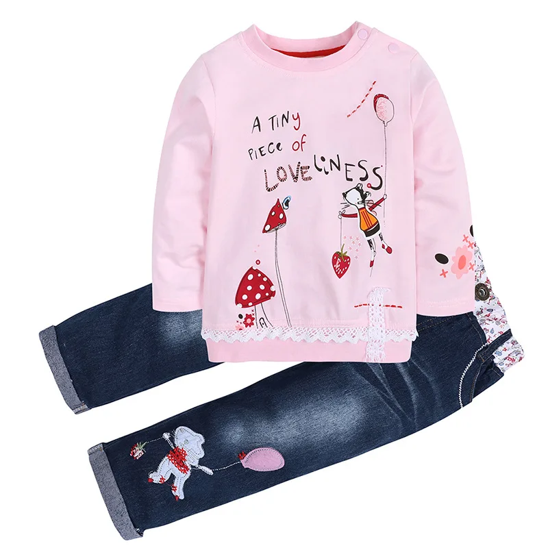 

Spring Autumn Toddlers Kids Girl Cute Clothes Printed Long Sleeve Cowboy Suit Children's Suit