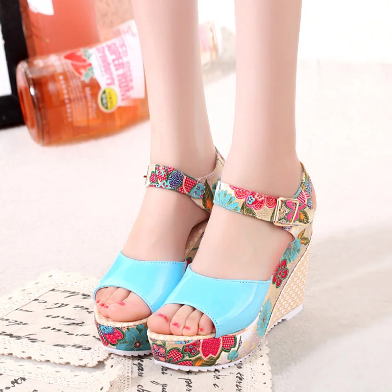 

Women Sandals Summer Platform Wedges Casual Shoes Woman Floral Super High Heels Open Toe Slides Slippers Sandalias Zapatos Mujer