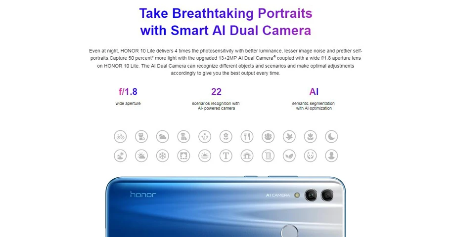 Huawei Honor 10 Lite мобильный телефон Восьмиядерный 6,21 ''3400 mAh аккумулятор 24MP фронтальная камера 64 Гб rom многоязычный отпечаток пальца NFC