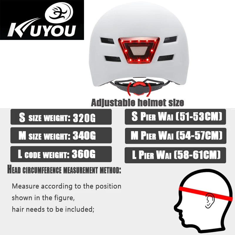 

Taillight Flash Warning Light Helmet Motorcycle USB Charging Electric Scooter Balance Breathable Riding Skating Safe Helmets