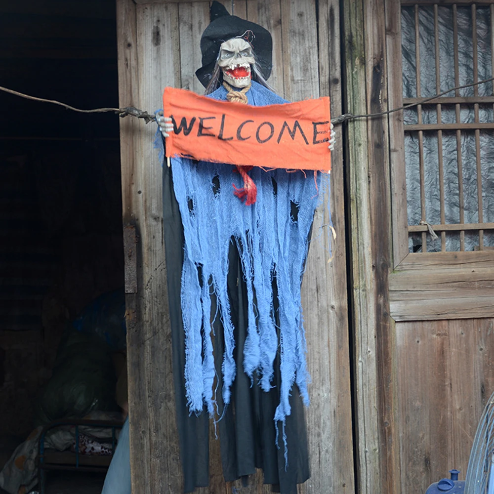 Halloween Hanging Ghost Electric Voice Control Grim Reaper Props Haunted House Bar Club Party Decoration Accessories Orange | Дом и сад