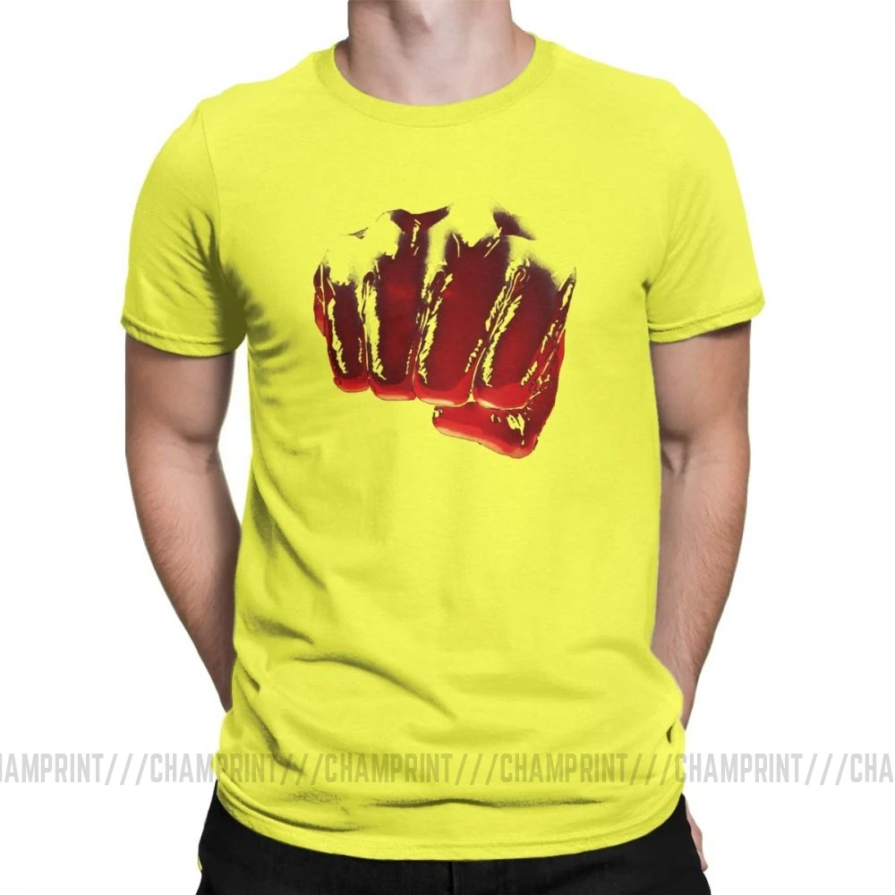 Мужская футболка One Punch Man Aitama из чистого хлопка, футболки с коротким рукавом Saitama OPM Oppai, Аниме Манга, футболки с круглым вырезом, одежда 6XL - Цвет: Цвет: желтый
