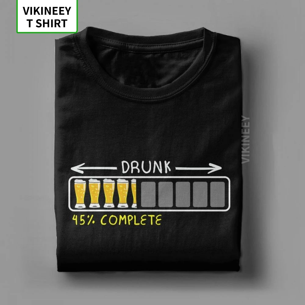 Мужские футболки с надписью Drunk Beer Loading 45% облегающие из 100% хлопка коротким
