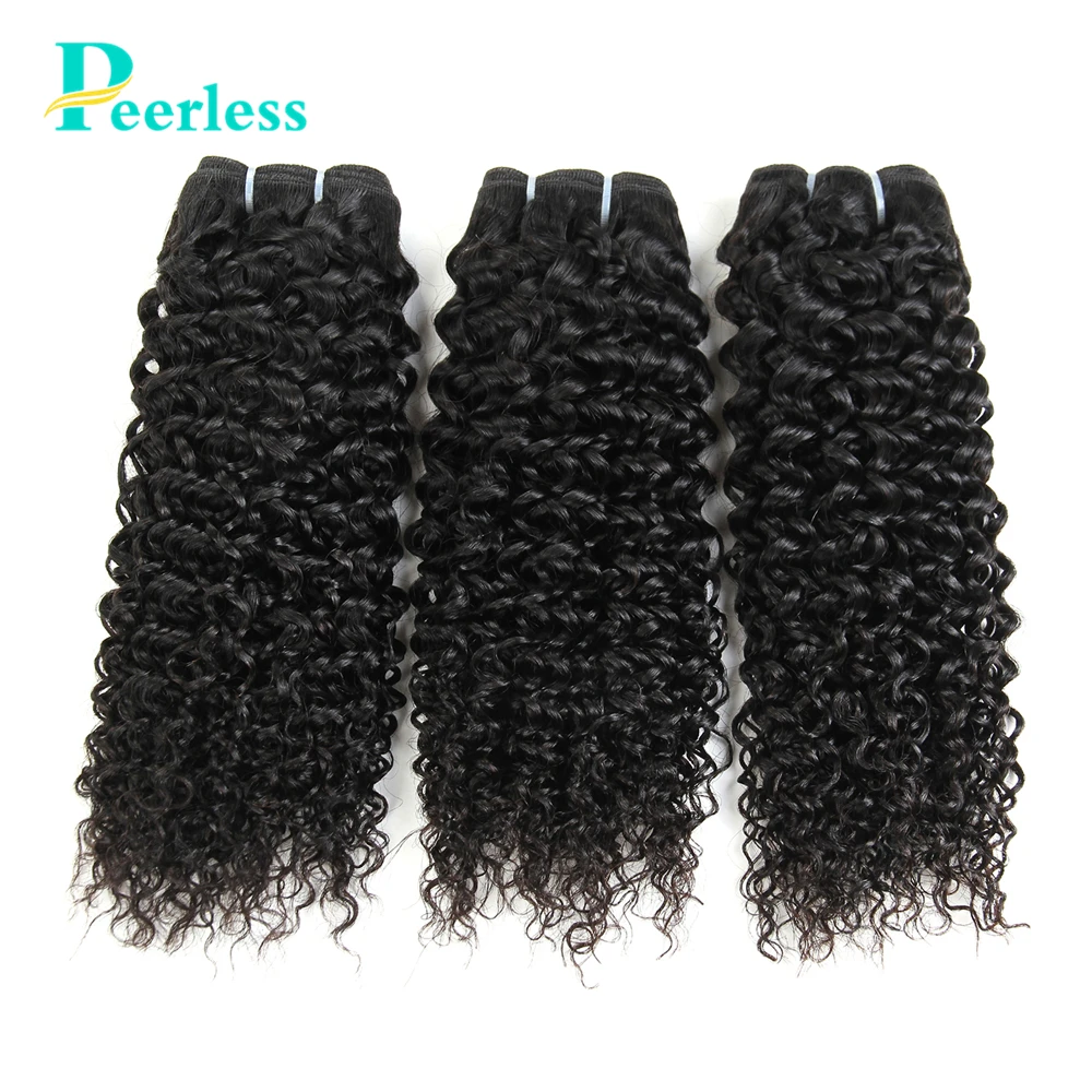 PEERLESS Virgin Hair Weave бразильские кудрявые 3 пряди с закрытием 4*4 швейцарские кружевные необработанные человеческие волосы для наращивания