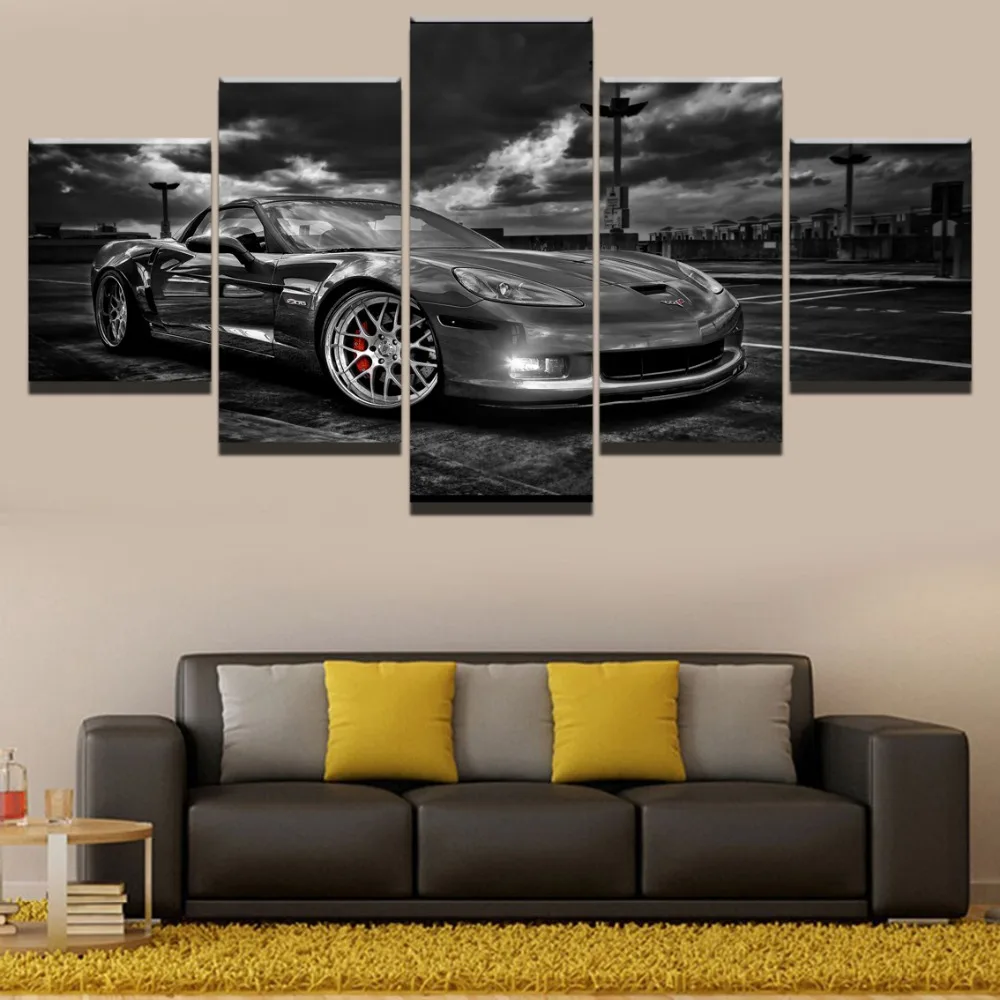 

Painting On Canvas Wall Art Framework Home Decorative Room HD Printed 5 Panel Modular Pictures Corvette Car Poster
