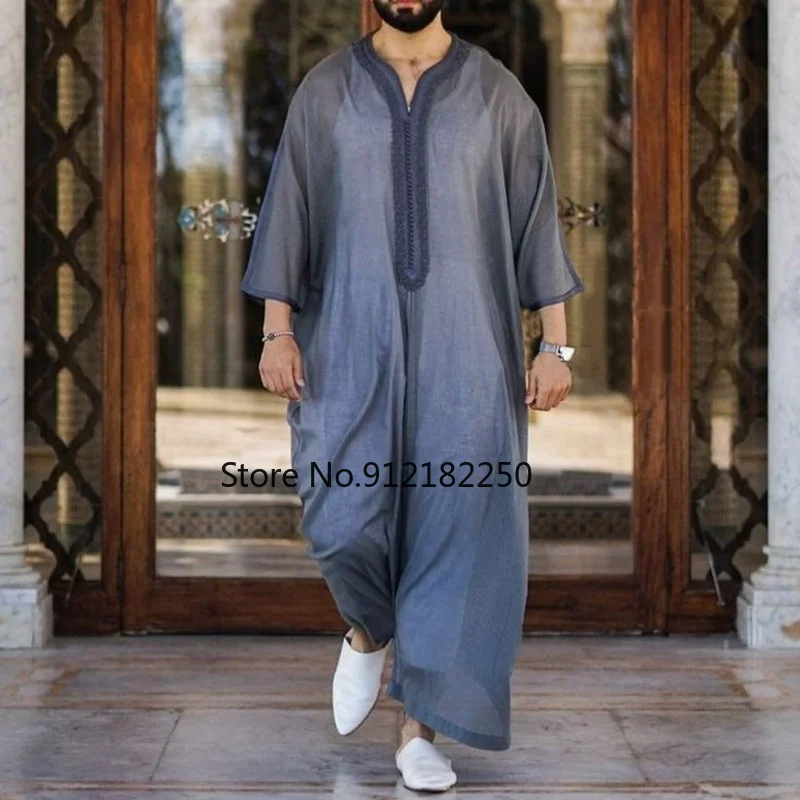 Men Jubba Thobe Dubai Muslim Islamic Clothing Kimono Long Robe Saudi Musulman Wear Abaya Caftan Islam Dubai Arab Dressing Mens