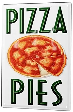 

Забавный жестяной знак Декор таблички Настенный декор пицца пирог 8X12