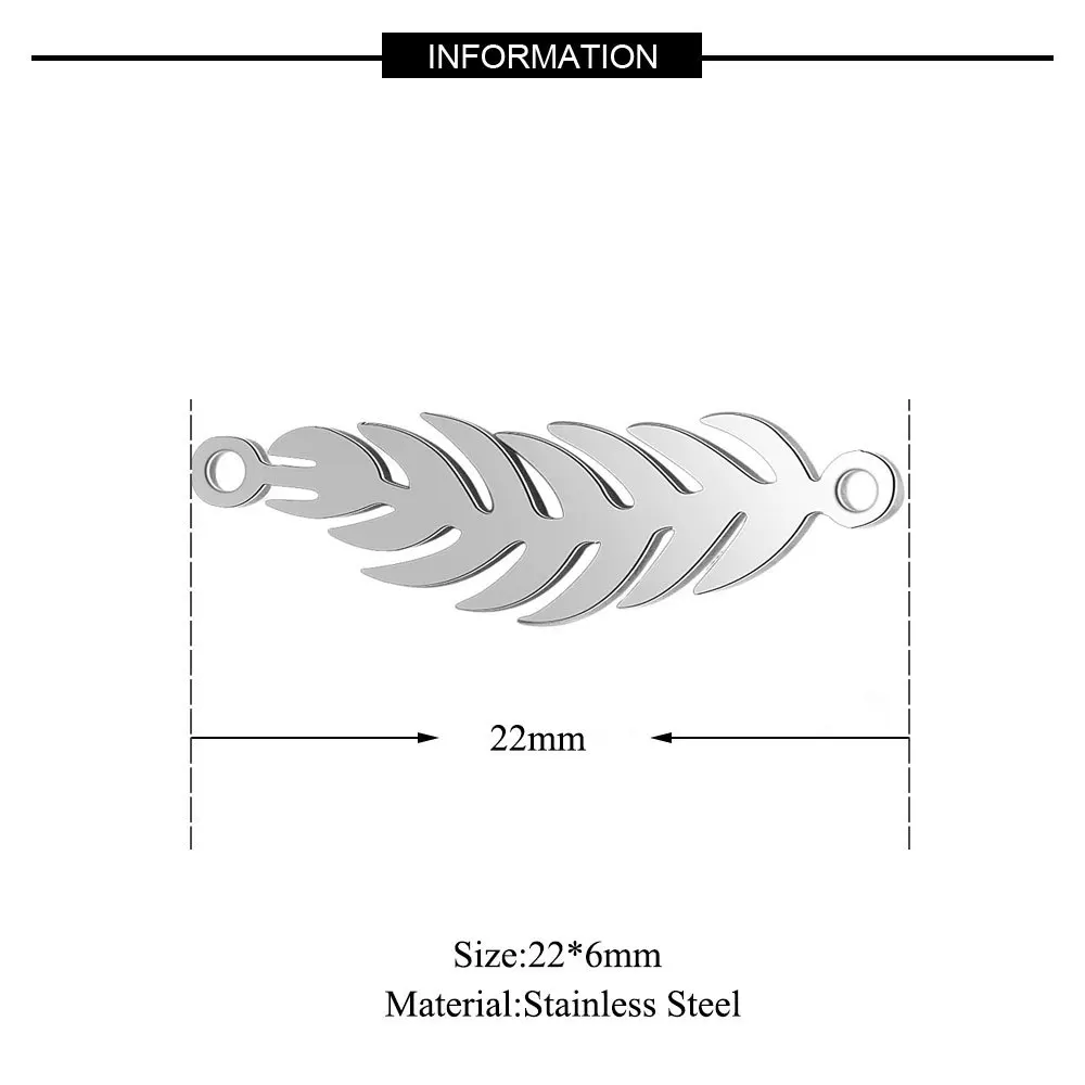 Semitree 5 шт. браслет из нержавеющей стали листья соединители лист ожерелье подвеска