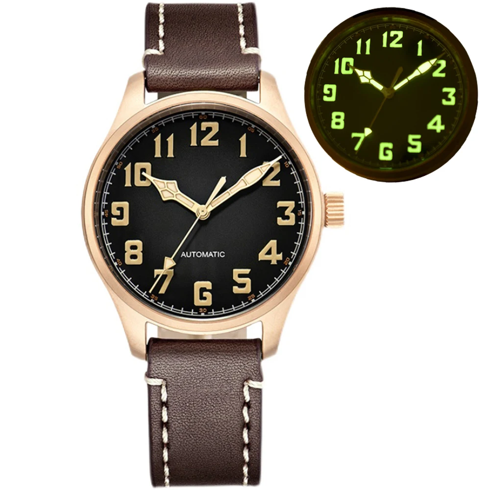 

Vintage Bronze Sports Watch Men Pilot NH38 Automatic Mechanical Wristwatches 100M Diver Watch Mens 42mm Luminous Watches BALTANY