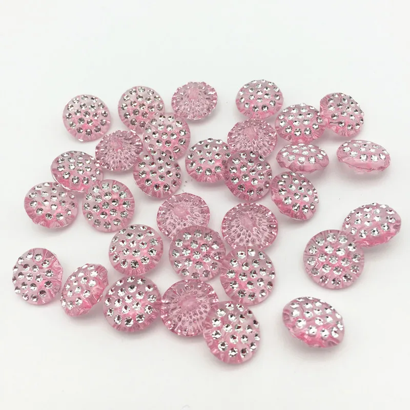 100 шт. 13 мм черные/розовые/прозрачные акриловые пуговицы Стразы круглые детские