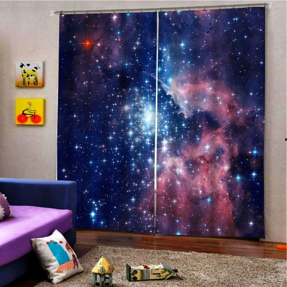 

Blackout Window Curtain Living Room Beautiful star sky Kids Bedroom Curtains Modern Fashion KTV Home Hotel Drapes Cortinas