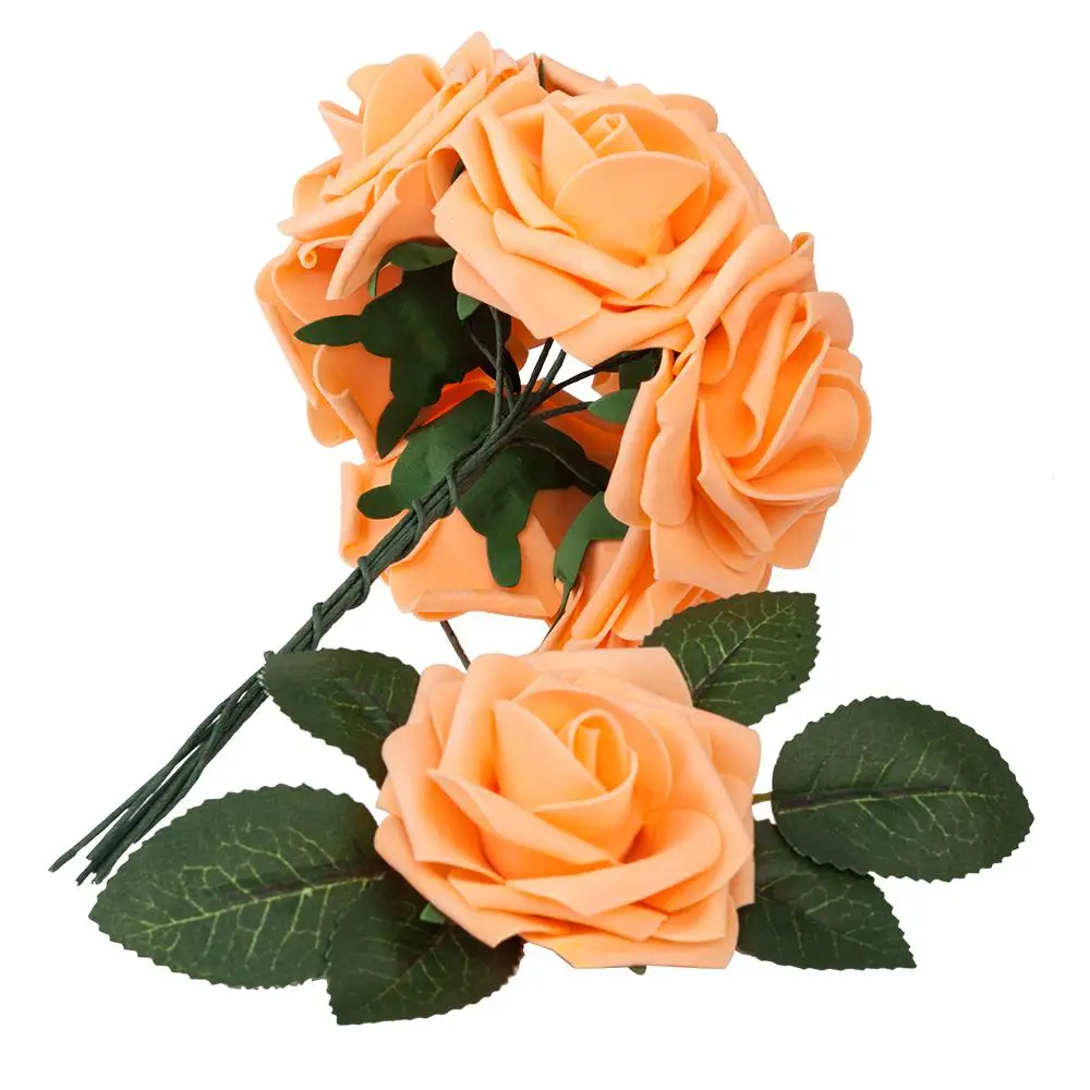 

[US-W]50pcs PE Foam Rose Flower Light Orange 190811215