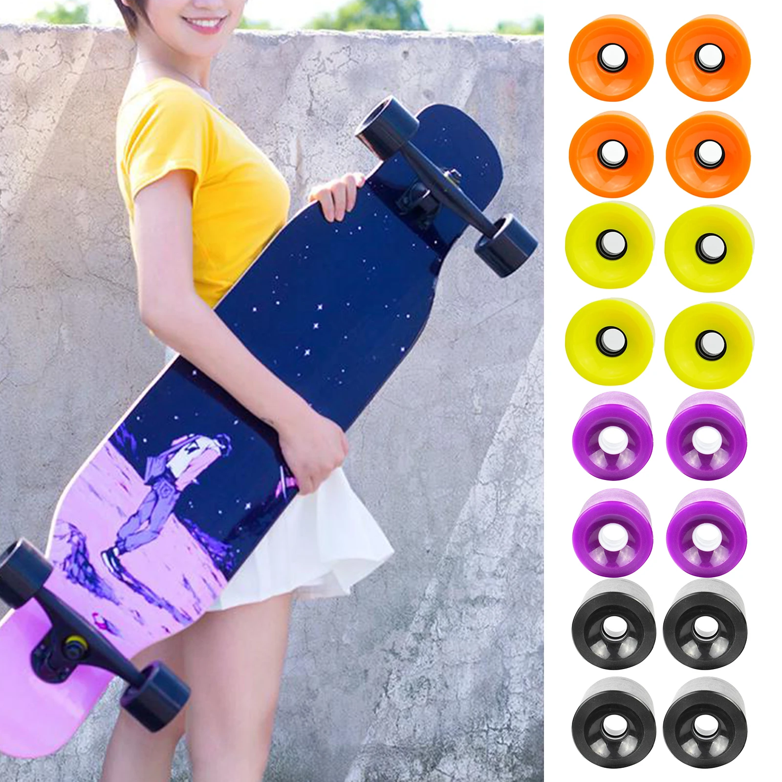 

4x Durable Longboard Wheels Set High Performance PU Roller 78A Outer Case