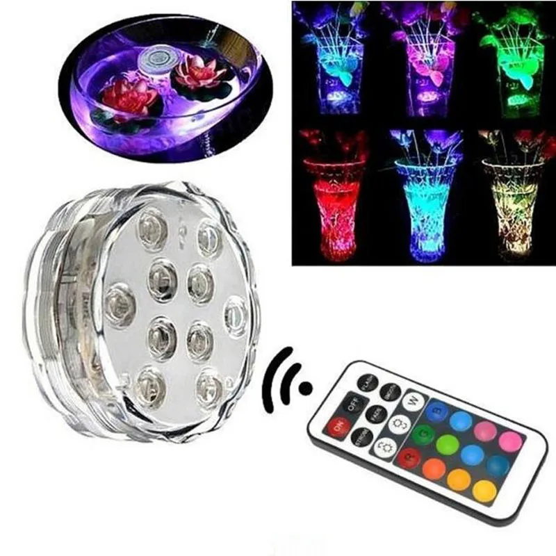

10 Colors LED Waterproof Pool Light Remote Control Submersible Underwater Swimming Pool Light Pool Party Light Accessories Decor