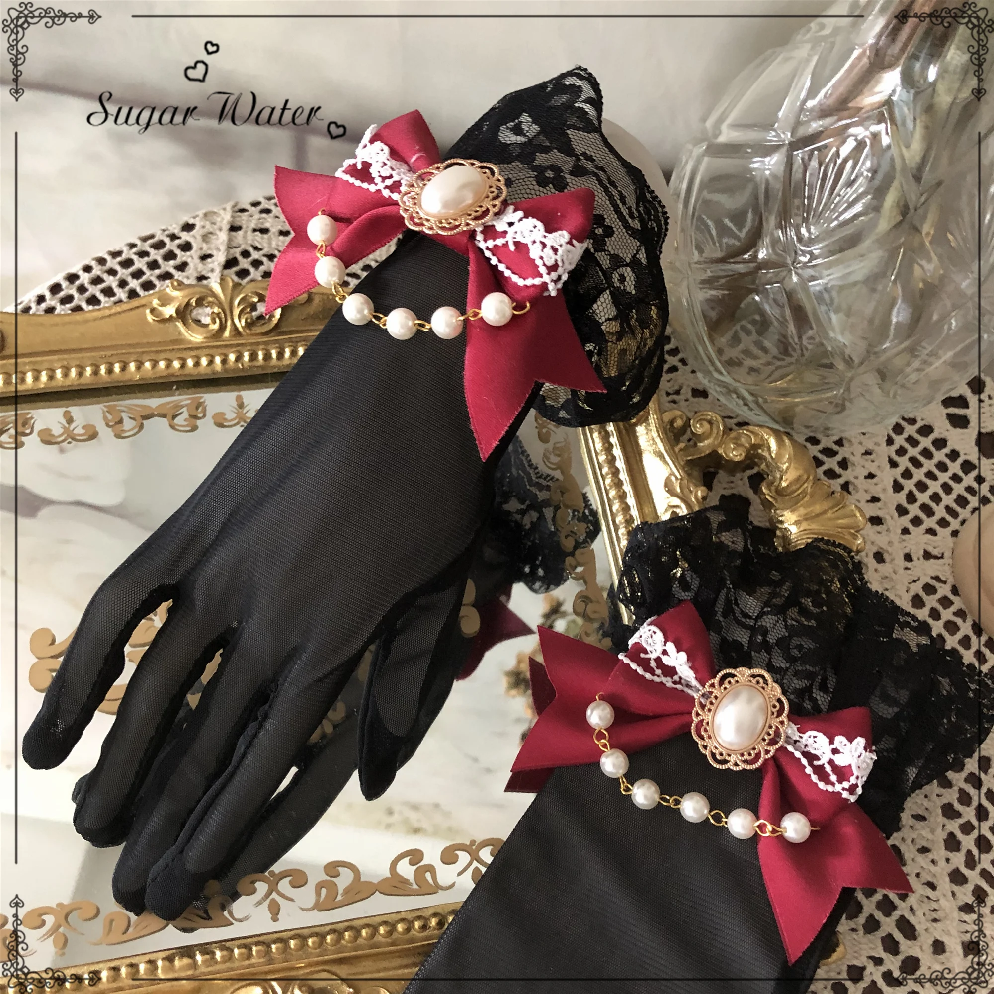 Свадебные перчатки с цветами и жемчужинами для свадебных торжеств Вечерние